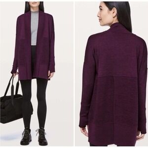Lululemon Sit In Lotus Wrap II Plum Purple Merino Wool Knit Size 4